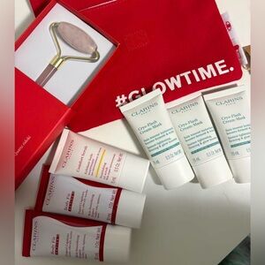 Clarins Skincare Set with Pink Roller